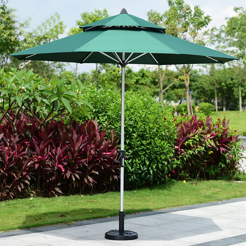 Ombrellone da Giardino, Ombrellone da Giardino in Alluminio per Porte Esterne Ombrellone da Tavolo con Manovella 270 cm/9 Piedi, 8 Stecche/Tettuccio a 2 Livelli/Impermeab