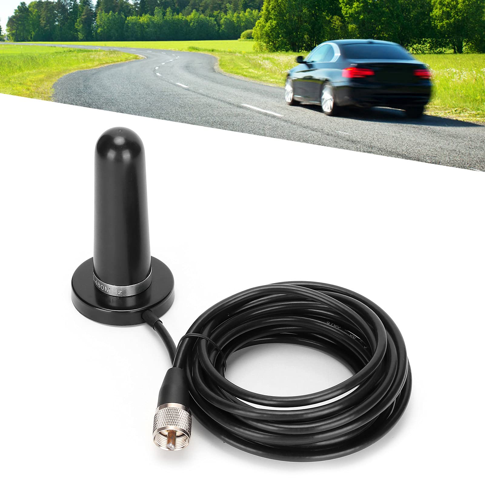 Mini Antena de Coche de Doble Banda con Excelente Recepción para Radios y Incluye Alimentador de 5 M
