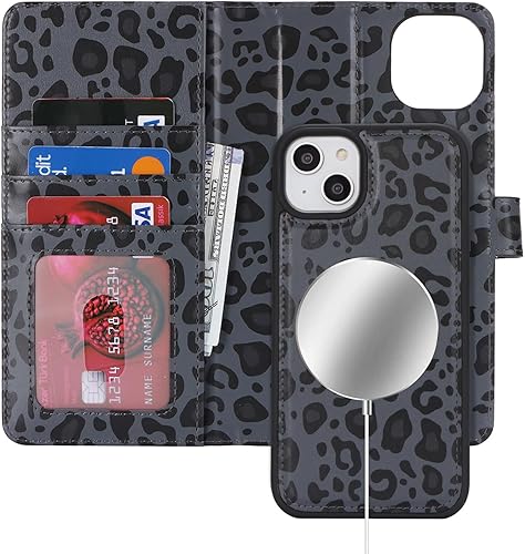 Havaya Magsafe - Funda para iPhone 14 Plus, compatible con iPhone 14 Plus, con tarjetero, funda magnética de cuero desmontable para mujeres y