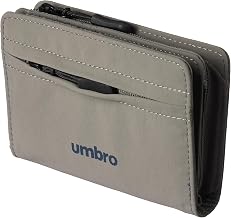 Umbro Men's and Women's Bifold Wallet with Round Zipper, Nylon, Ample Coin and Card Storage, Mini Wallet, GRAY