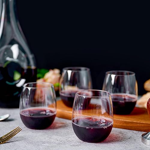 Miniatura 3 de FOCUSLINE Paquete de 32 copas de vino de plástico sin tallo, vasos de vino desechables transparentes de 12 onzas, copas de vino de plástico