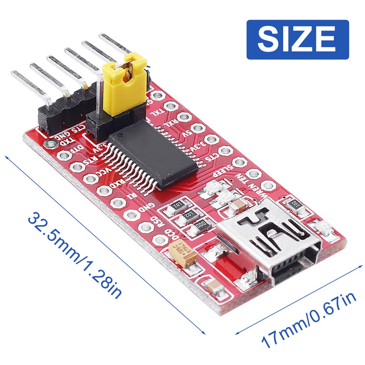 FT232RL Adaptateur Série USB vers TTL Module Convertisseur Mini Interface USB 3.3V 5.5V pour Arduino Raspberry Pi