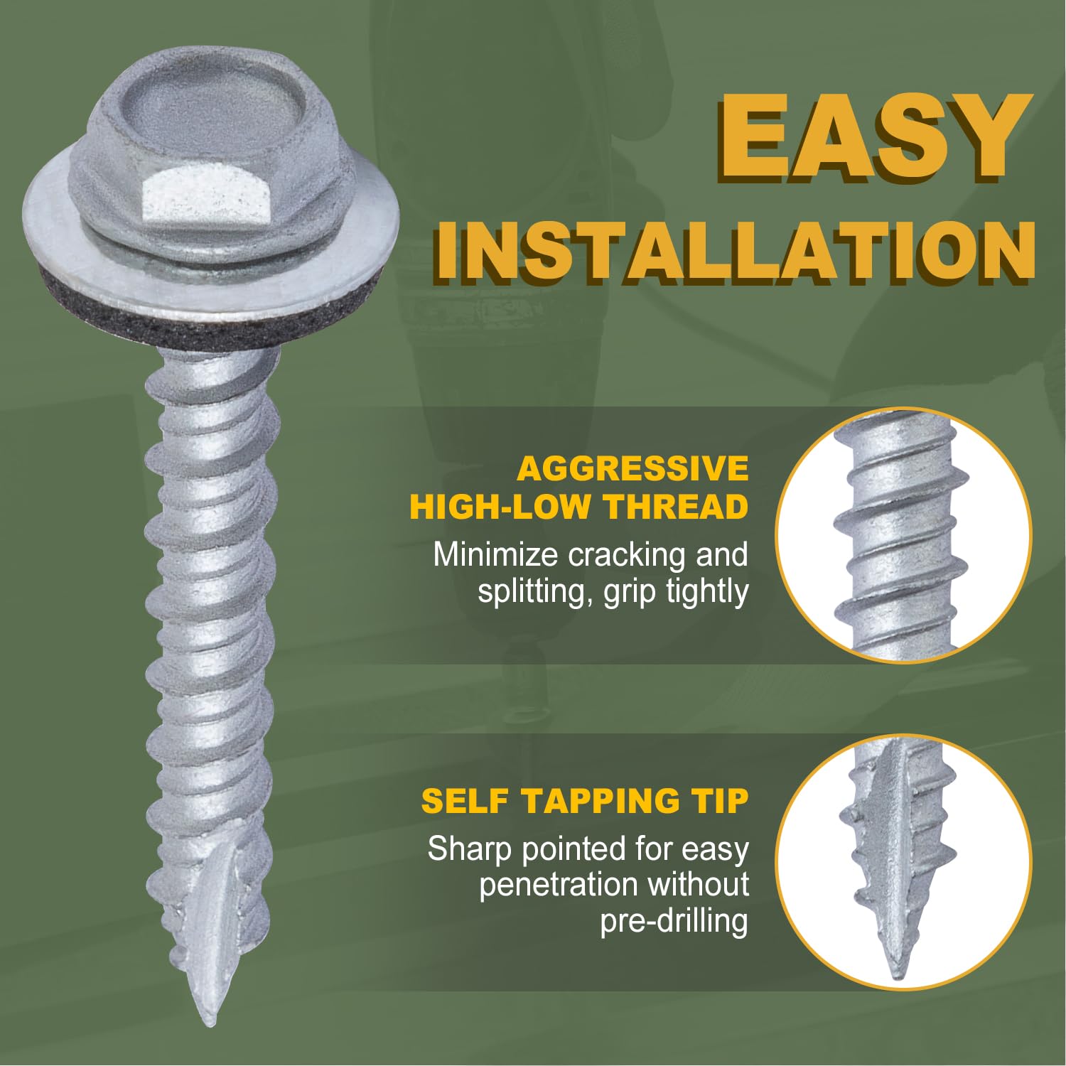 LIONMAX Metal Roofing Screws - Rustproof & Durable -4
