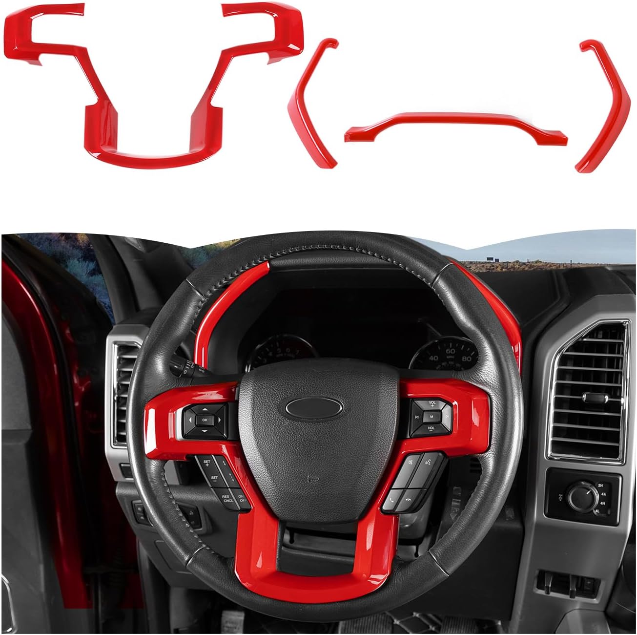 RT-TCZ Dashboard Panel Cover Interior Trim Kit Decoration Interior Accessories for Ford F150 2015-2020 (White)