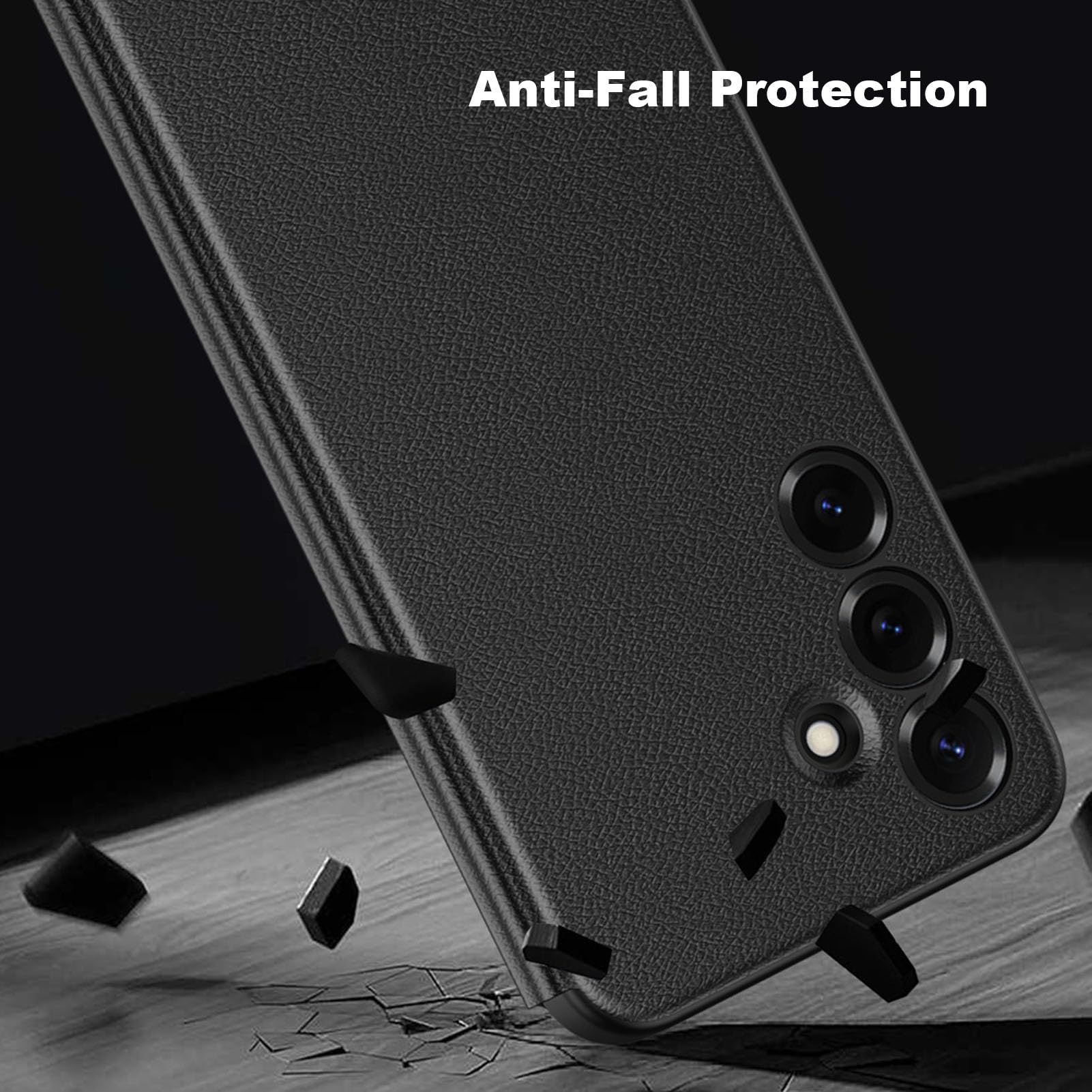 Skórzane etui do Samsung Galaxy S26 Ultra/S26+/S26, widok z boku etui z klapką Smart Wake Cover Business Camera Protection Slim Case, niebieskie, S26+