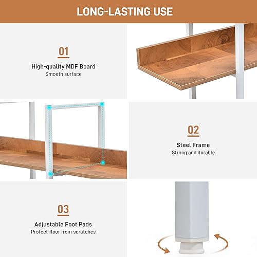 Miniatura 6 de Estantería de 5 niveles, gran estantería independiente de estilo industrial, estantes de exhibición abiertos dobles y anchos con marco de metal para