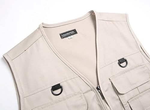 Miniatura 3 de LISUHEPEAL Chaleco de pesca para hombre, verano, trabajo al aire libre, safari, viajes, fotos, chalecos con múltiples bolsillos para hombres