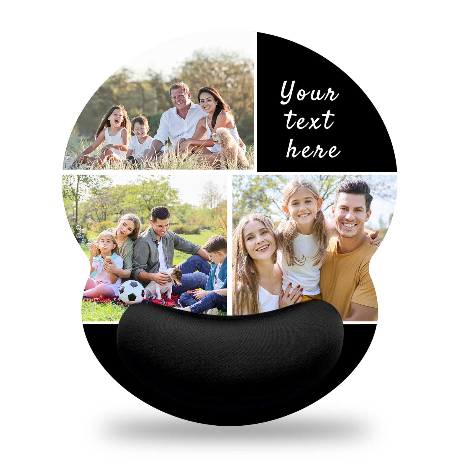Naispanda Personalised Mouse Mat with Memory Foam Rest Custom Mouse Pad with Wrist Support (Round-S, 3 Photos)