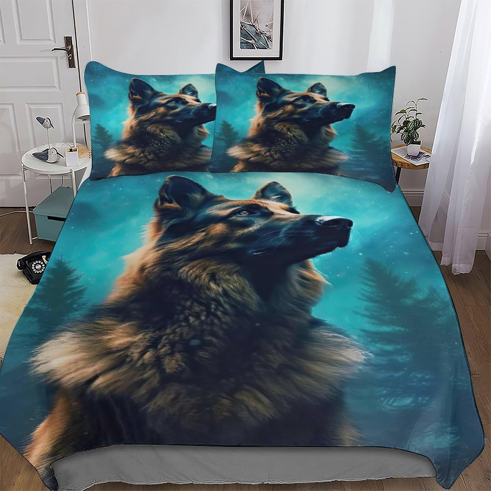 Housse de couette Berger Allemand finis les draps qui glissent avec zip