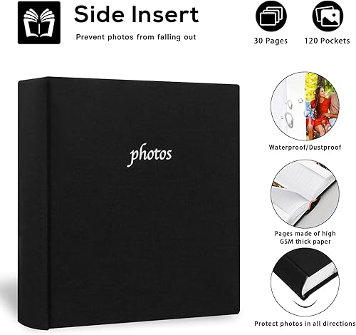 Miniatura 4 de Álbum de 120 fotos con áreas de notas para cámara Fujifilm Instax Wide 300, cubierta de lino, libro de fotos para Polaroid Now+NowI typeOneStep+600,