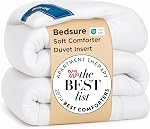 Bedsure White Duvet Insert Queen - Quilted Comforters Queen Size, All Season Duvet, GentleSoft Down Alternative Bedding, with 8 Tabs, Gifts for Women/Men, White, Queen 88 x 88 Inches