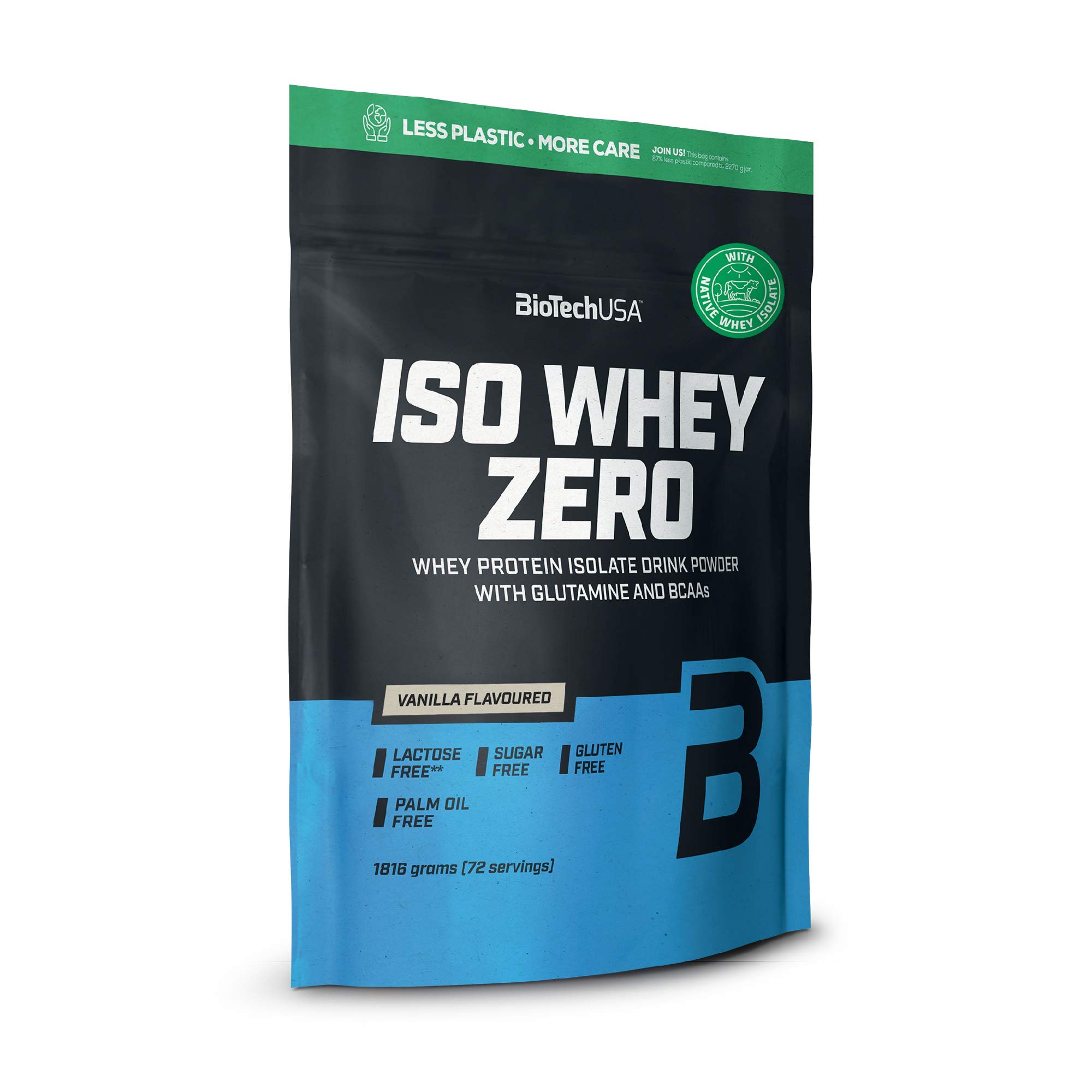 BioTechUSA Iso Whey Zero | Glutine, Senza Zucchero | Lattosio Ridotto | Proteine isolate del siero di latte premium, 1,816 kg, vaniglia