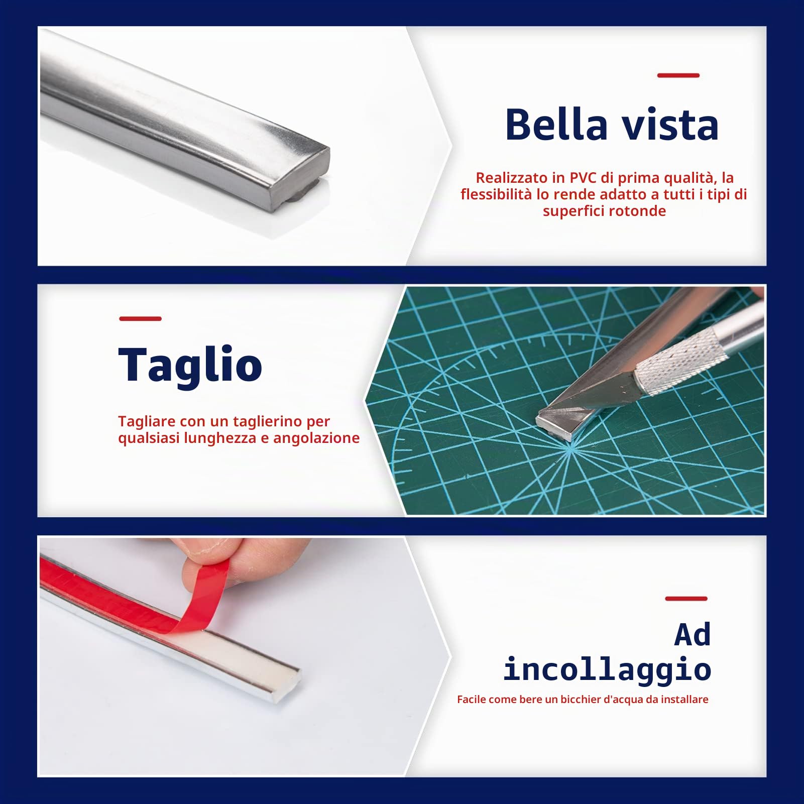 Art3dwallpanels Bordo autoadesivo flessibile in acciaio inox da 9,2 m, per decorare gli angoli