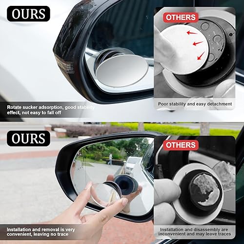 Miniatura 6 de LivTee Espejo de coche de punto ciego, espejo lateral convexo ovalado de vidrio HD sin marco, espejo lateral convexo, espejo retrovisor reutilizable