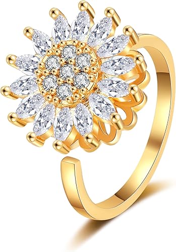 Miniatura 7 de Collar de circonita cúbica, 2 piezas, collar antiansiedad, collar de girasol, chapado en oro de 24 quilates, titanio de doble capa, collares