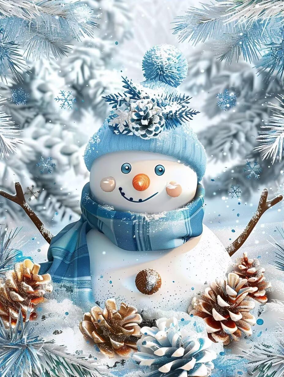 Puzzles for Adults 200 Pieces, Pine Cone Snowman Paper Puzzle