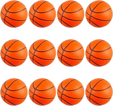 12 Pcs Mini Foam Squeeze Balls Small Portable Stress Relief Ball Set Soft Anti-Stress for Adults Parties and Daily Use Basketball