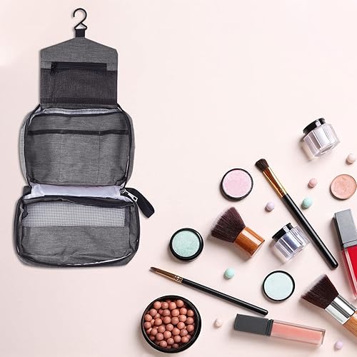 Miniatura 5 de PATIKIL Neceser de viaje, organizador de maquillaje portátil, bolsa de aseo impermeable con gancho para colgar para hombres y mujeres, Azul-cielo