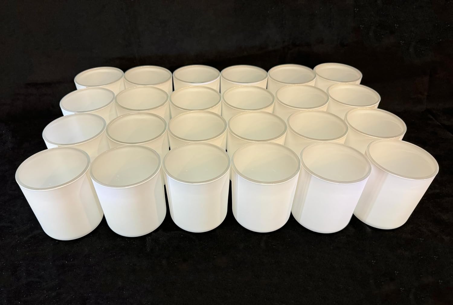 Case of 24 Classic Candle Containers Bulk by VAVERA - Matte White Translucent 12oz (up to 15 oz) Aura Candle Glass Jars for Making Candles. Superior to Leading Brand's Aura Style Vessel.