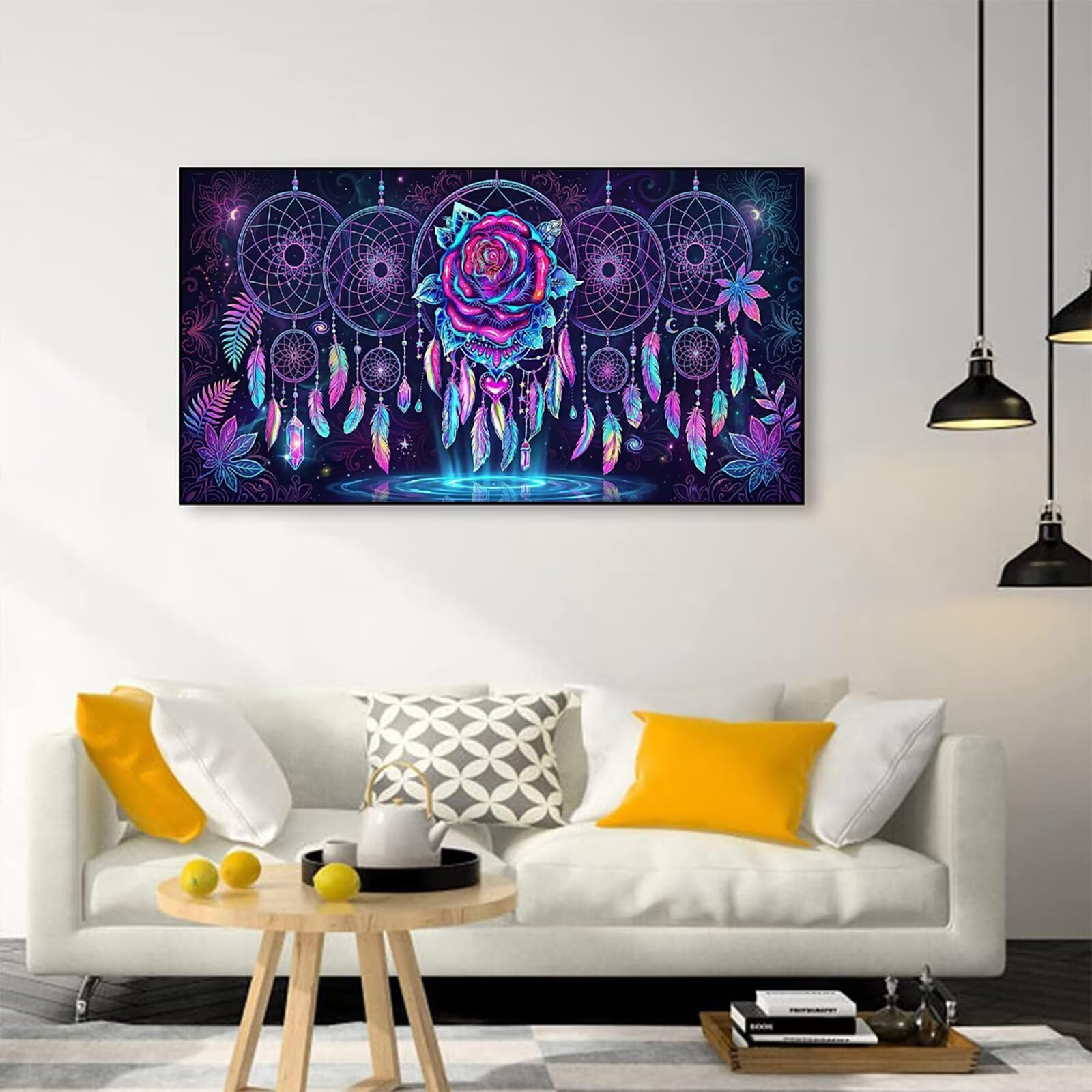Diamond Painting Traumfänger Groß XXL 80x150cm, 5D DIY Diamant Painting Bilder Blumen Set für Basteln Mädchen 8 Jahre, Mosaik Bastelset Erwachsene Kinder Anfänger, Stickerei für Zuhause Deko C6-84