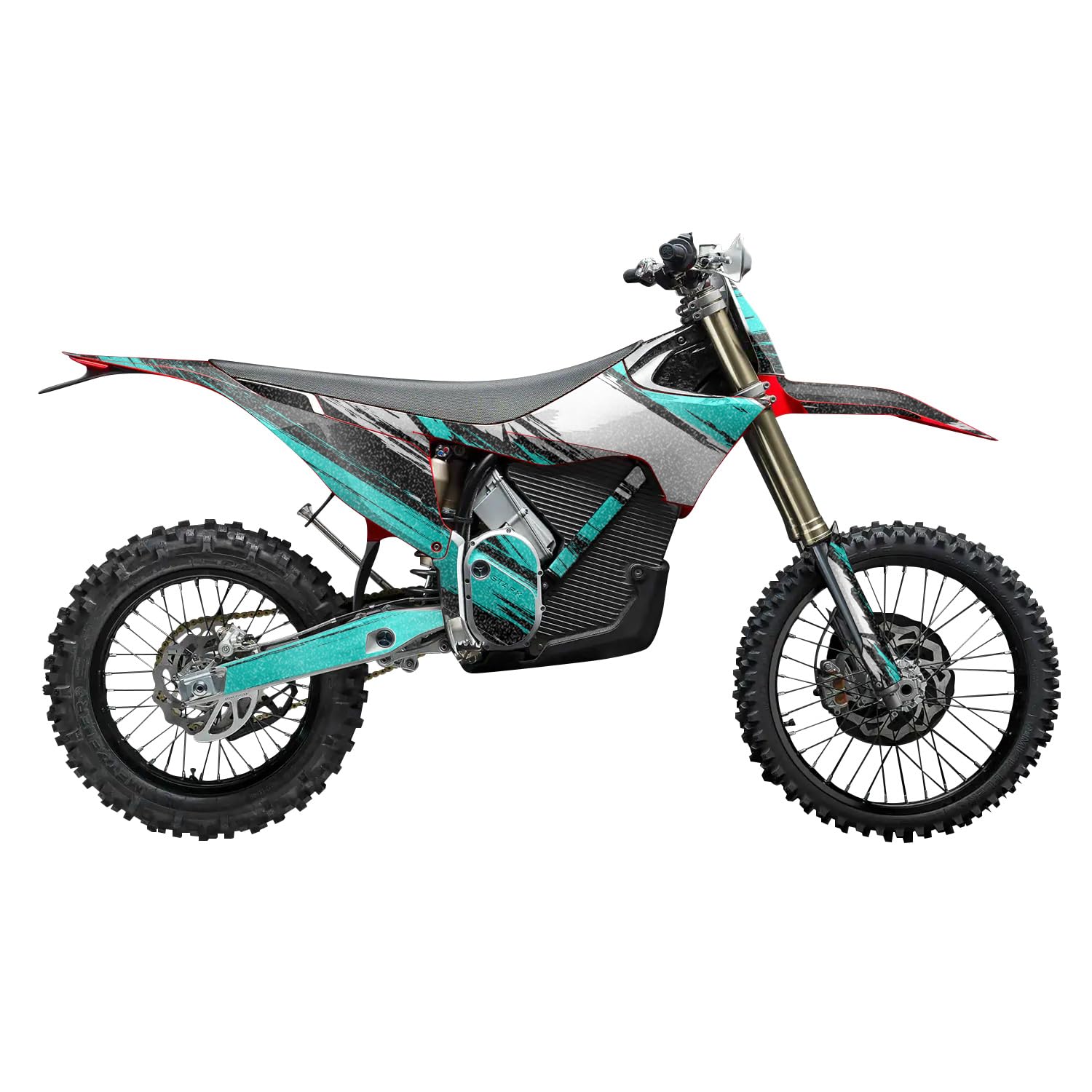 Glossy Glitter Stark Varg MX 2023-2025 Graphics Kit Wrap - Grunge Stripe Cyan - Varg MX Skin - Premium 3M Vinyl Protective Wrap Decal Cover - Easy to Apply | Crafted in The USA by MightySkins