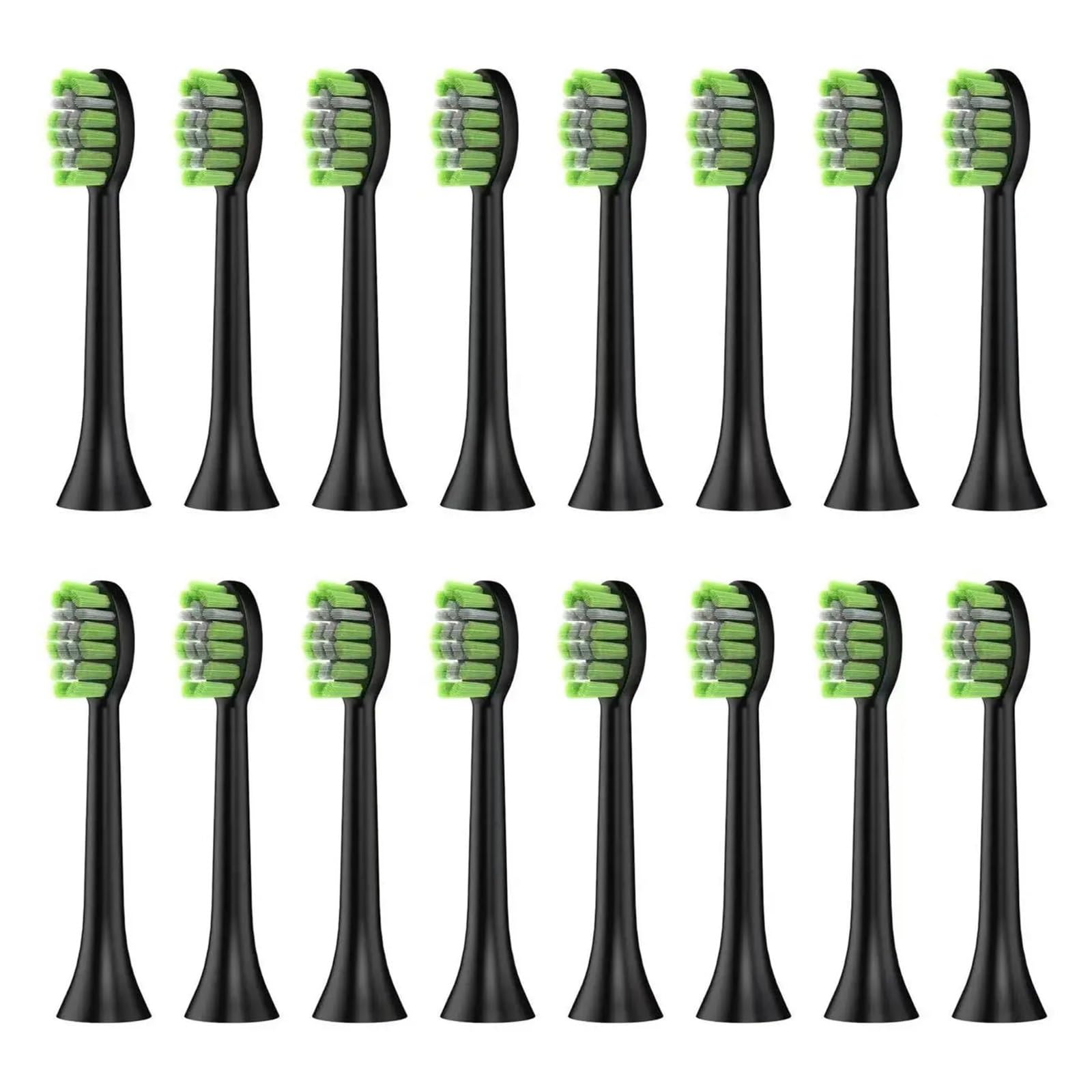 Zahnbürstenköpfe, kompatibel mit Fairywill, FW-Y05 YD05 | JK-Y05, 4/8/16 Stk., 8 cm, Kunststoff, Erwachsene(16pcs BLACK)