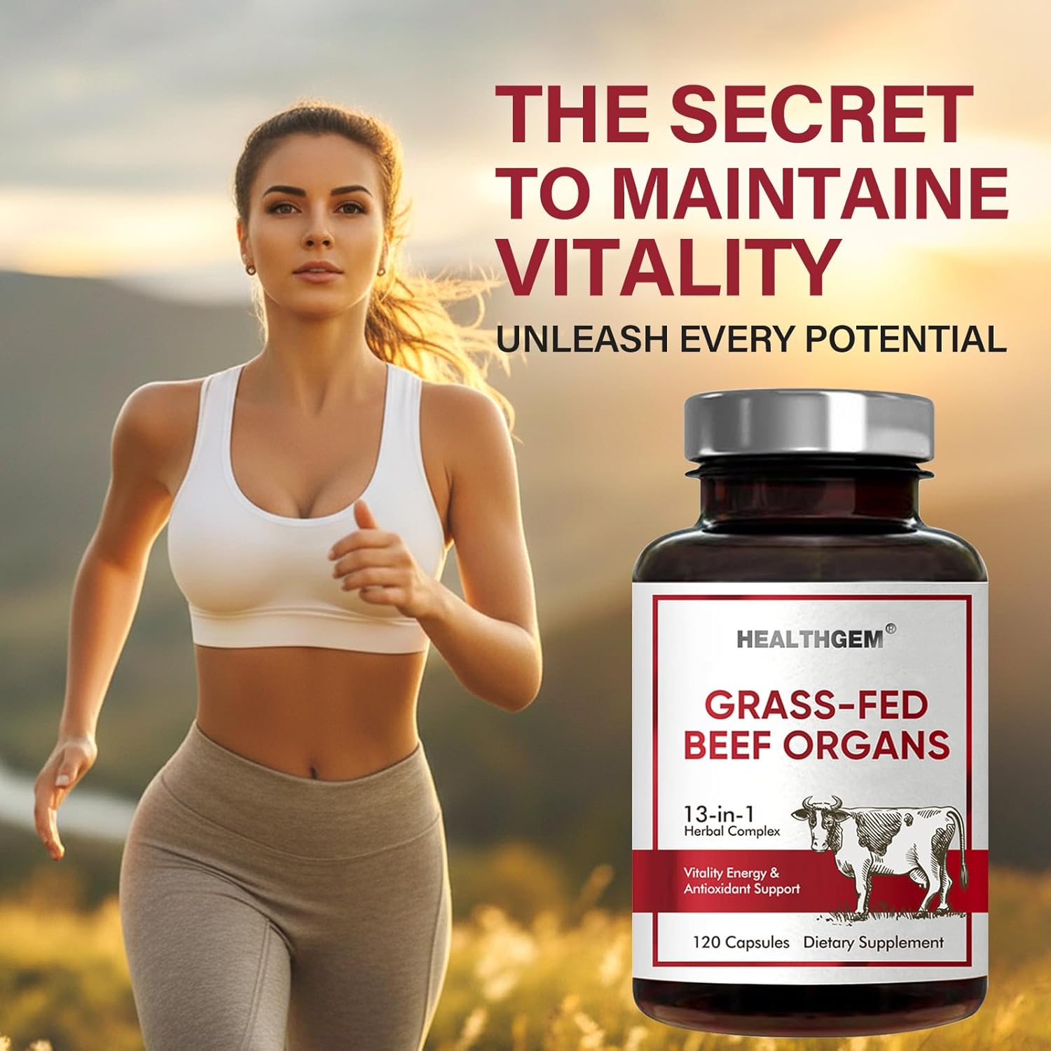 Beef Organs Supplement, Grass Fed Beef Liver, Kidney, Heart, Pancreas, Lung, Spleen, Bone, Total Body Wellness & Performance, Non-GMO, Gluten-Free, 120 Count - Image 8