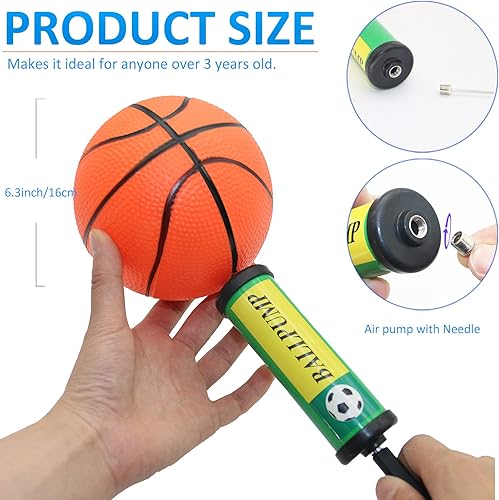 Miniatura 27 de Juego de 40 mini pelotas de baloncesto inflables de 6 pulgadas, juego de baloncesto pequeño de PVC para colocar sobre la puerta, juegos de aro