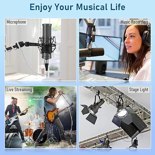 Miniatura 17 de EBXYA Cable XLR de 1.5 pies, paquete de 6 unidades, cable de micrófono equilibrado premium con cable XLR de 3 pines macho a hembra, color negro