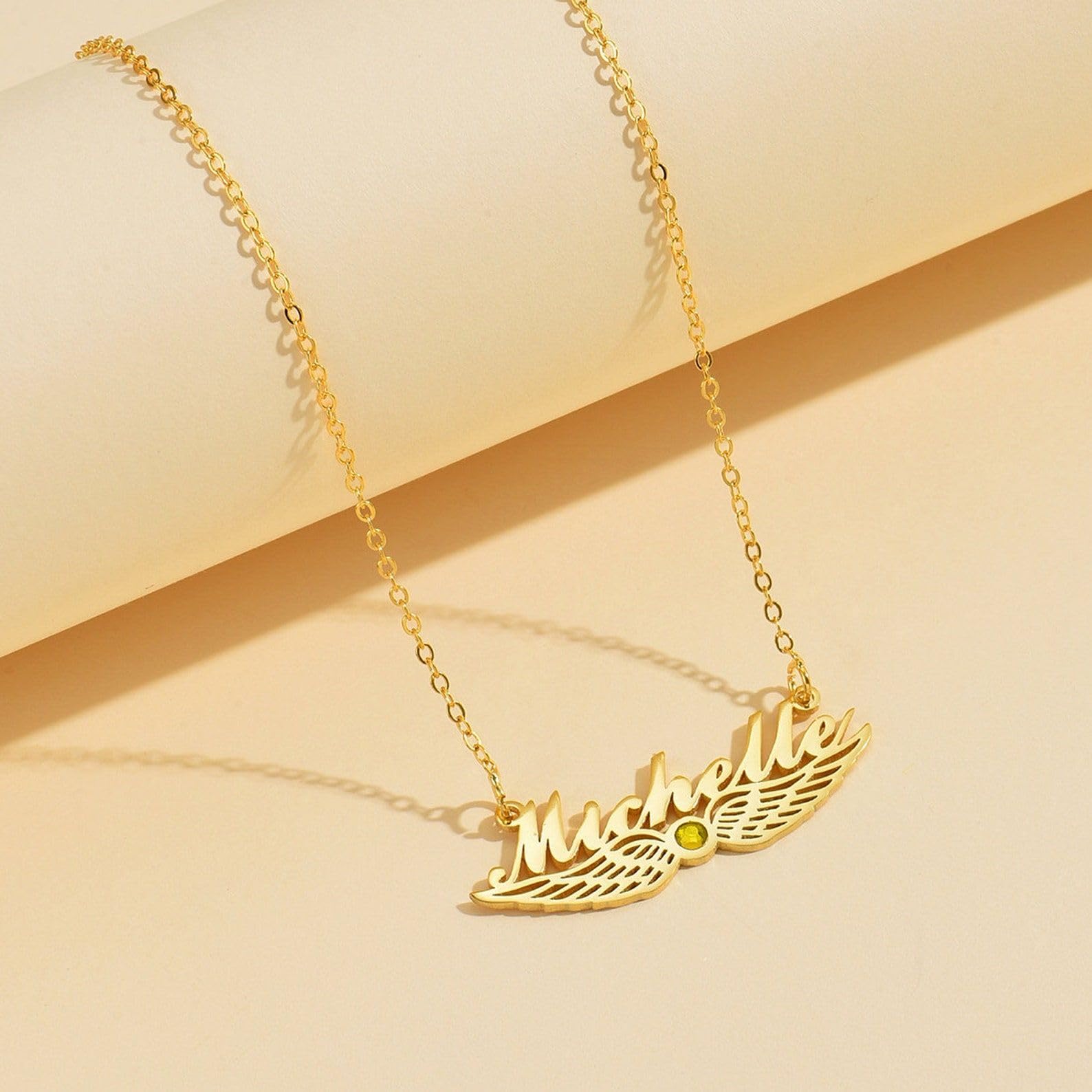 Nome dell'angelo personalizzato Collana argento sterling 925 pietra di nascita targhetta nome Collana Cuore del cuore Compleanno Festa della mamma fatta a mano personalizzato