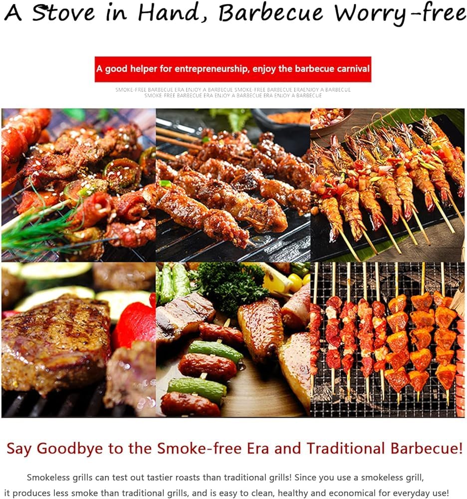 Elektryczna płyta grillowa stołowa, przenośny grill BBQ bezdymny z kontrolą temperatury i tacką ociekową do gotowania w pomieszczeniach.,