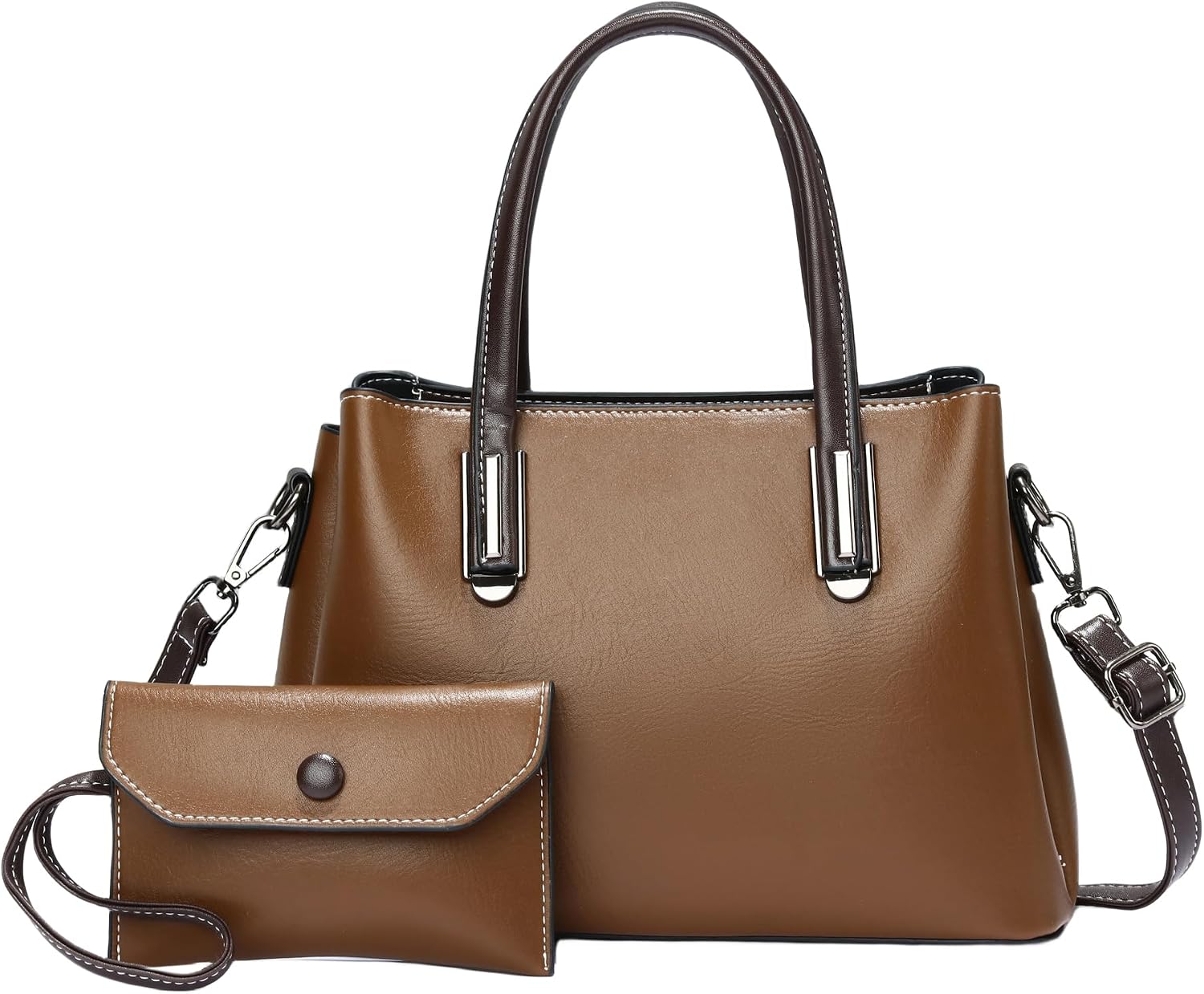 Women Handbags Fashion Satchel Purses Top Handle Hobo Work Bags Shoulder Bags with Matching Clutch 2pcs Set