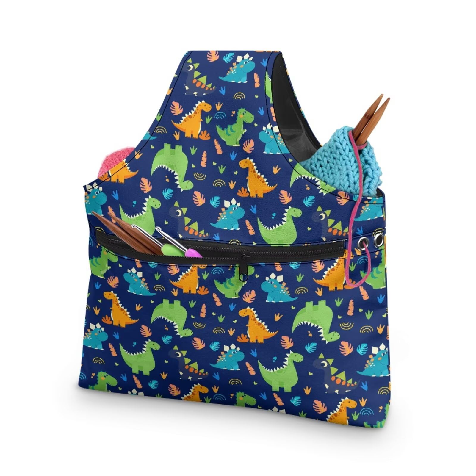 ASQVTIFE Cute Dinosaurs Yarn Bag Knitting Tote Bag Cute Yarn Holder Knitting Bags Needlework Tool Bags Handbag Stylish Small Crochet Bags for Crocheting Project Store Skein Ball