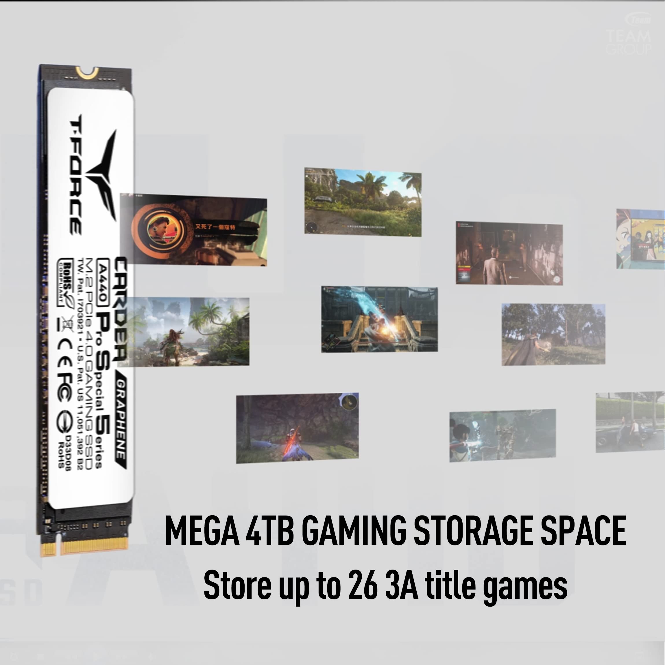 TEAMGROUP T-Force CARDEA A440 Pro PSS White Graphene Heatsink 1TB  Compatible with PS5, DRAM SLC Cache 3D NAND TLC NVMe PCIe Gen4 x4 M.2 2280  Gaming ...