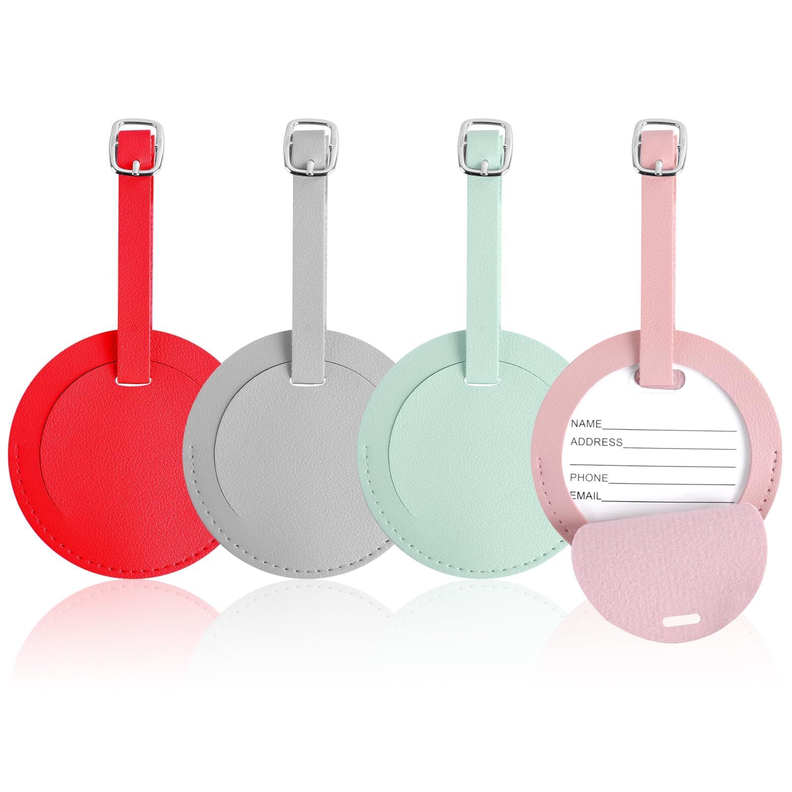 4 Pcs Bag Tags for Luggage Travel, Luggage Tags Airport Baggage Identification Tags, Personalized Suitcase Tags for Frequent Travelers,Name Tags for Luggage Set of Four in Red Pink Gray Light Green-image-44