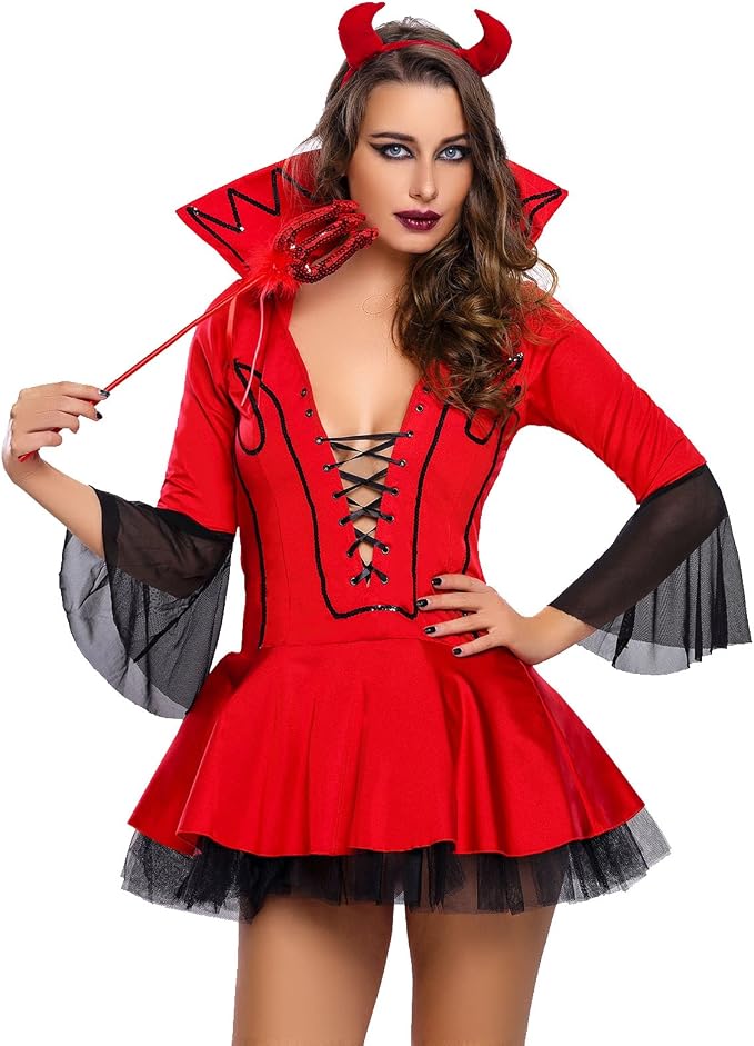 Toocool - Costume Carnevale Vestito Diavolo DIAVOLETTA Donna Halloween  Party Nuovo DL-2169 [Taglia Unica,Rosso] : Amazon.it: Abbigliamento