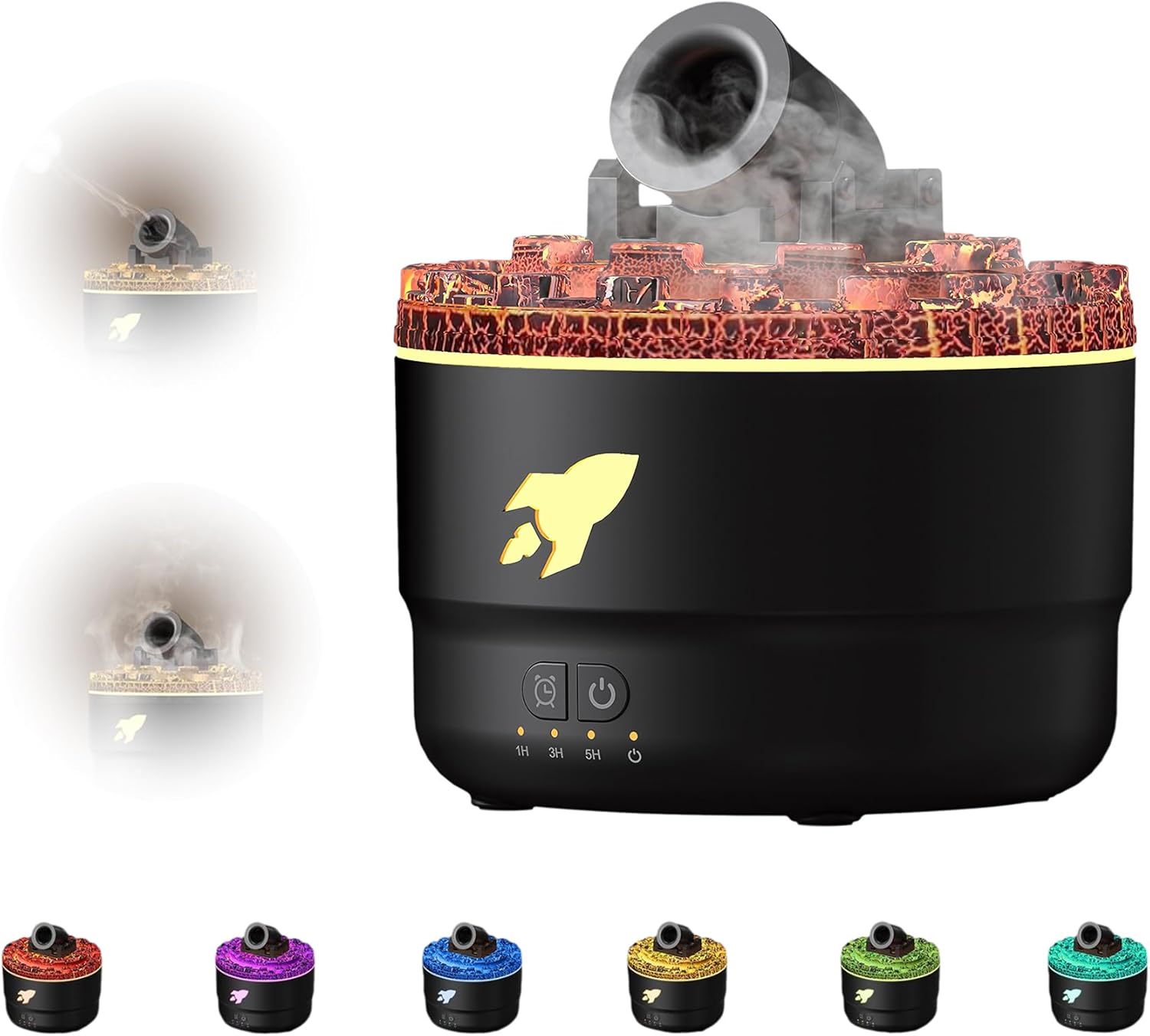 Cannon Humidifiers with Timer for Bedroom, Cannon Aromatherapy Humidifier Diffuser, Essential Oil Aromatherapy Machine with Colorful LED Lights, Small Home Desktop (Black)