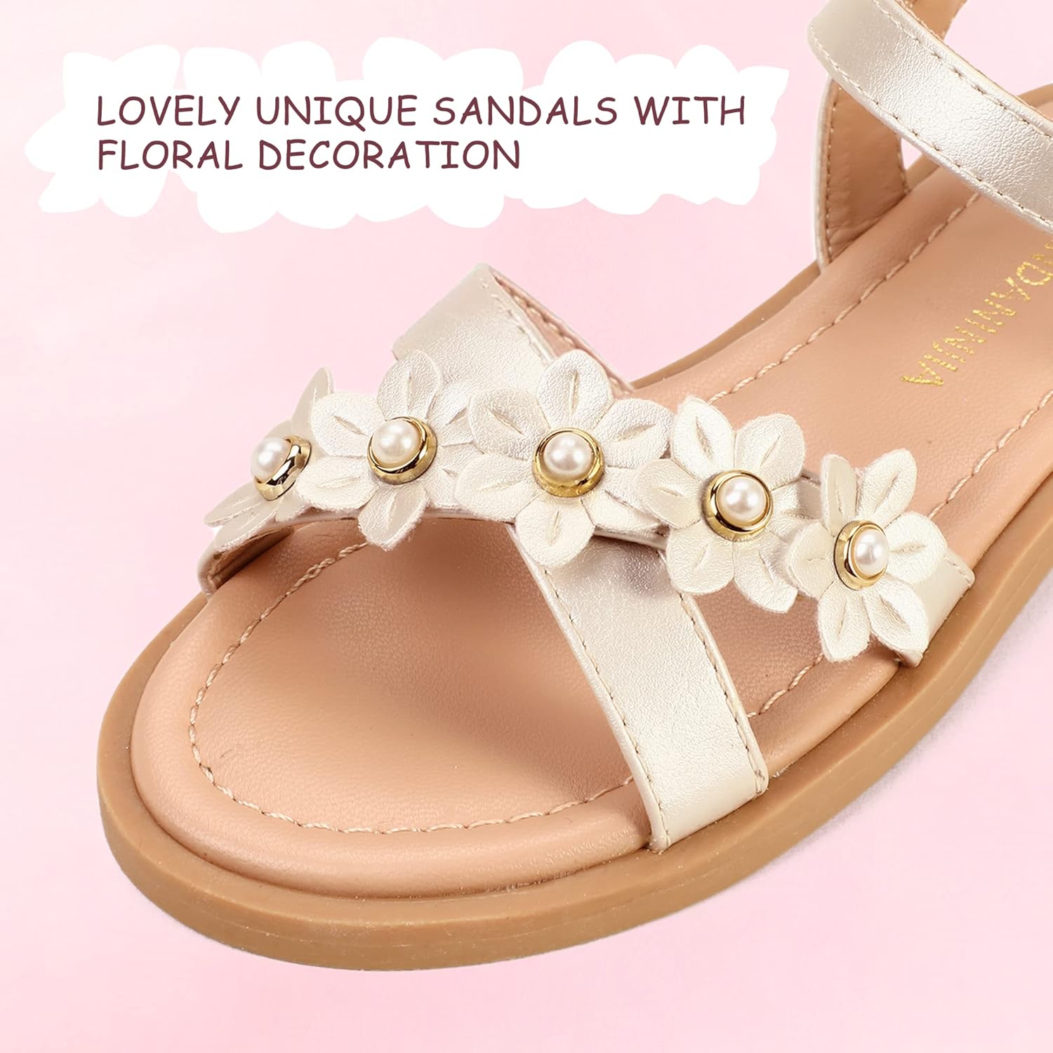 PANDANINJIA Elva Girls Sandals Open Toe Cute Flats Dress Sandals Cross Strappy Summer Shoes Toddler/Little Kid/Big Kid - Image 4