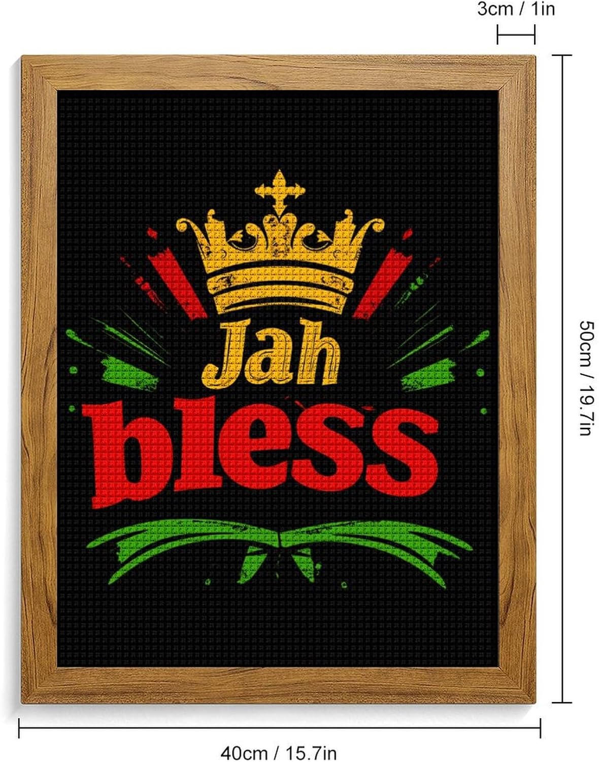 Jah Bless Jamaica Rastafari Diamond 5D Painting Kits with Frame DIY Full Round Drill Gem Art Crafts for Home Wall Decor 16 X 20in Yellow Wood 40 * 50cm