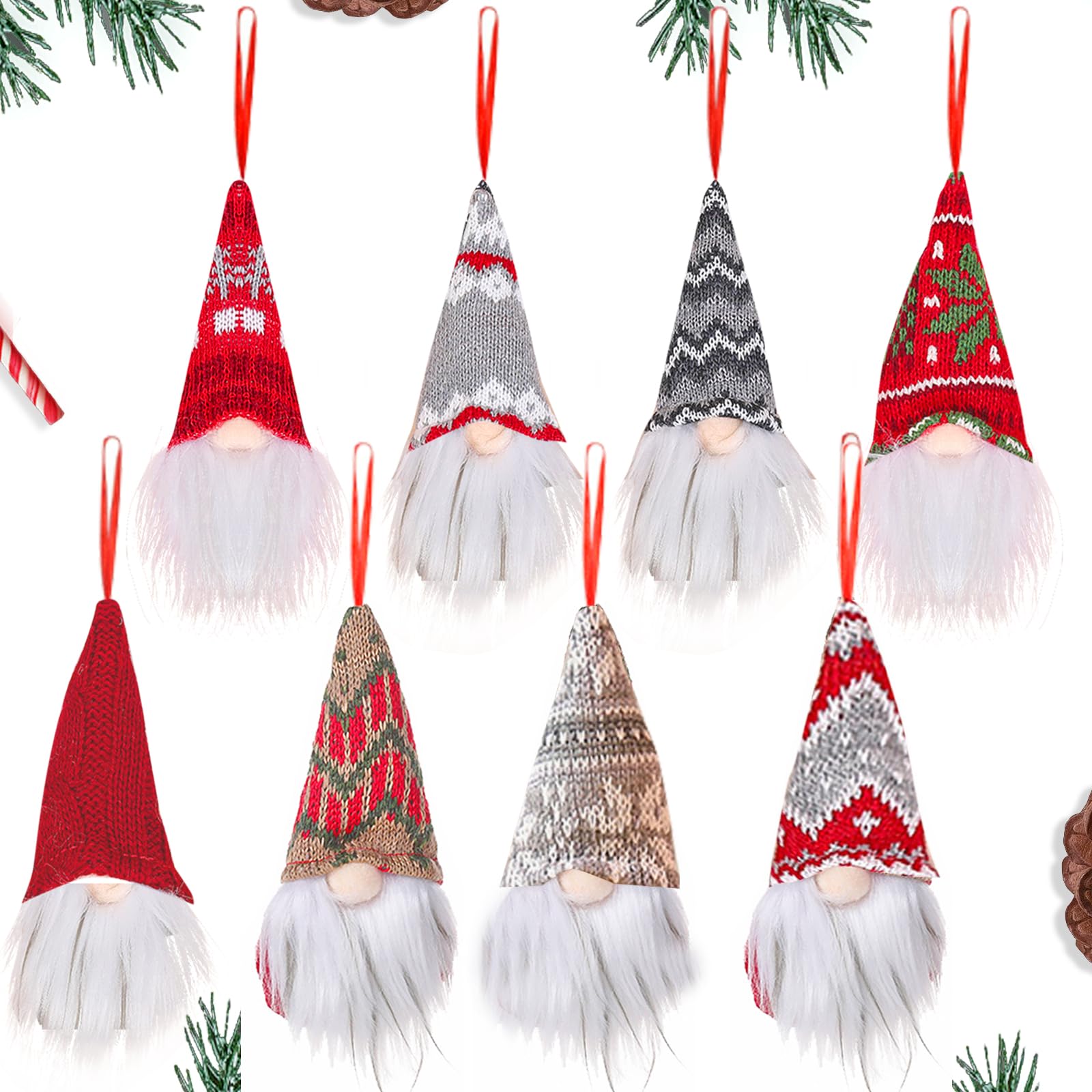 8 Piezas Gnomos de Navidad, Decoración Navideña Sin Rostro, Adornos De Navidad Gnomo, Gnomo Adornos Navideños, Adornos de Papá Noel para Decoración de la Casa, Chimeneas, Árbol de Navidad