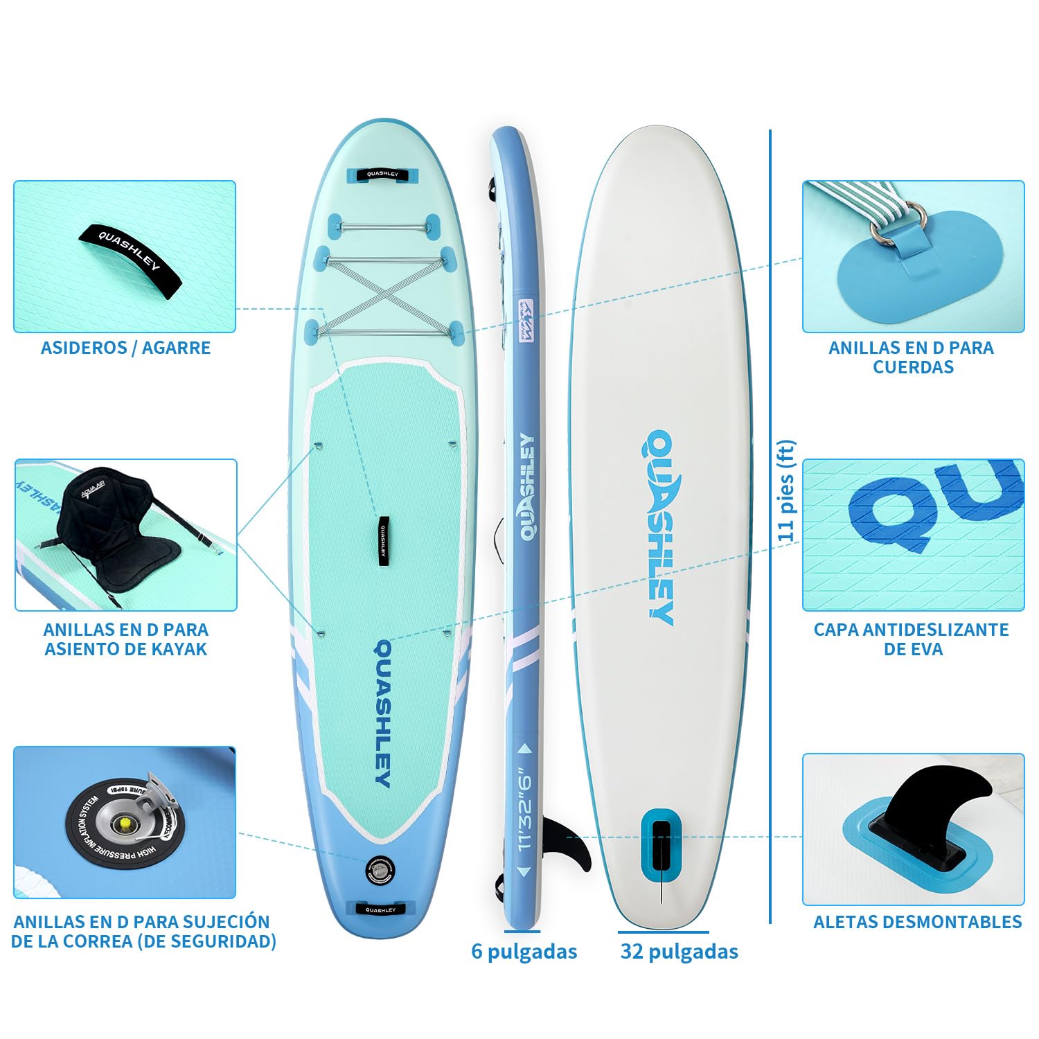 Sup Boards Stand Up Paddling Board Stand Up Paddling Board Standup Paddle Accesorios con Remo Ajustable, Bomba de Mano, Aleta, Correa, Kit de reparación, Mochila