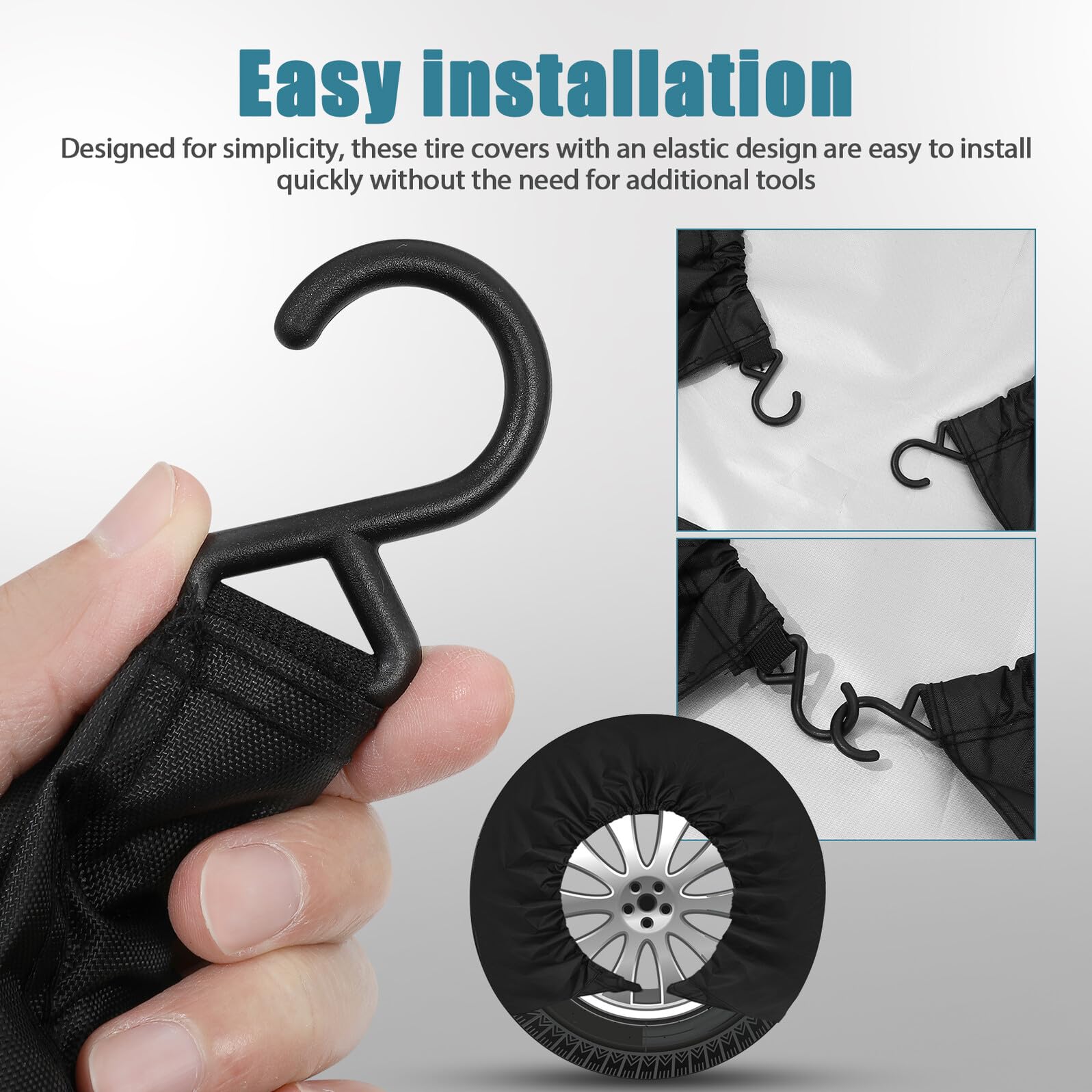 INOOMP Cubierta para Neumáticos De 420d Oxford Resistente (4 Unidades) para Ruedas De 60-66 Cm De Diámetro y 30 Cm De Ancho, Protección Solar y Polvo para Caravanas y Vehículos De Viaje