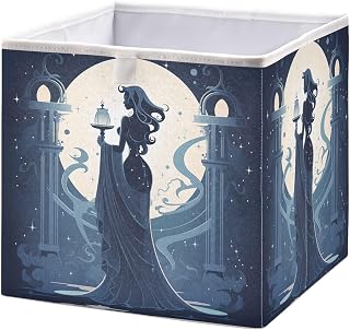 Foldable Storage Cube Beauty with Palace Lantern and Moon Organizer Basket for Home Shelf