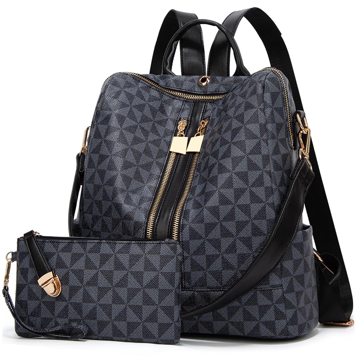 Makes Backpack Purse for Women PU Leather Travel Satchel Handbag Convertible Design Bag with Purse 2 Piece