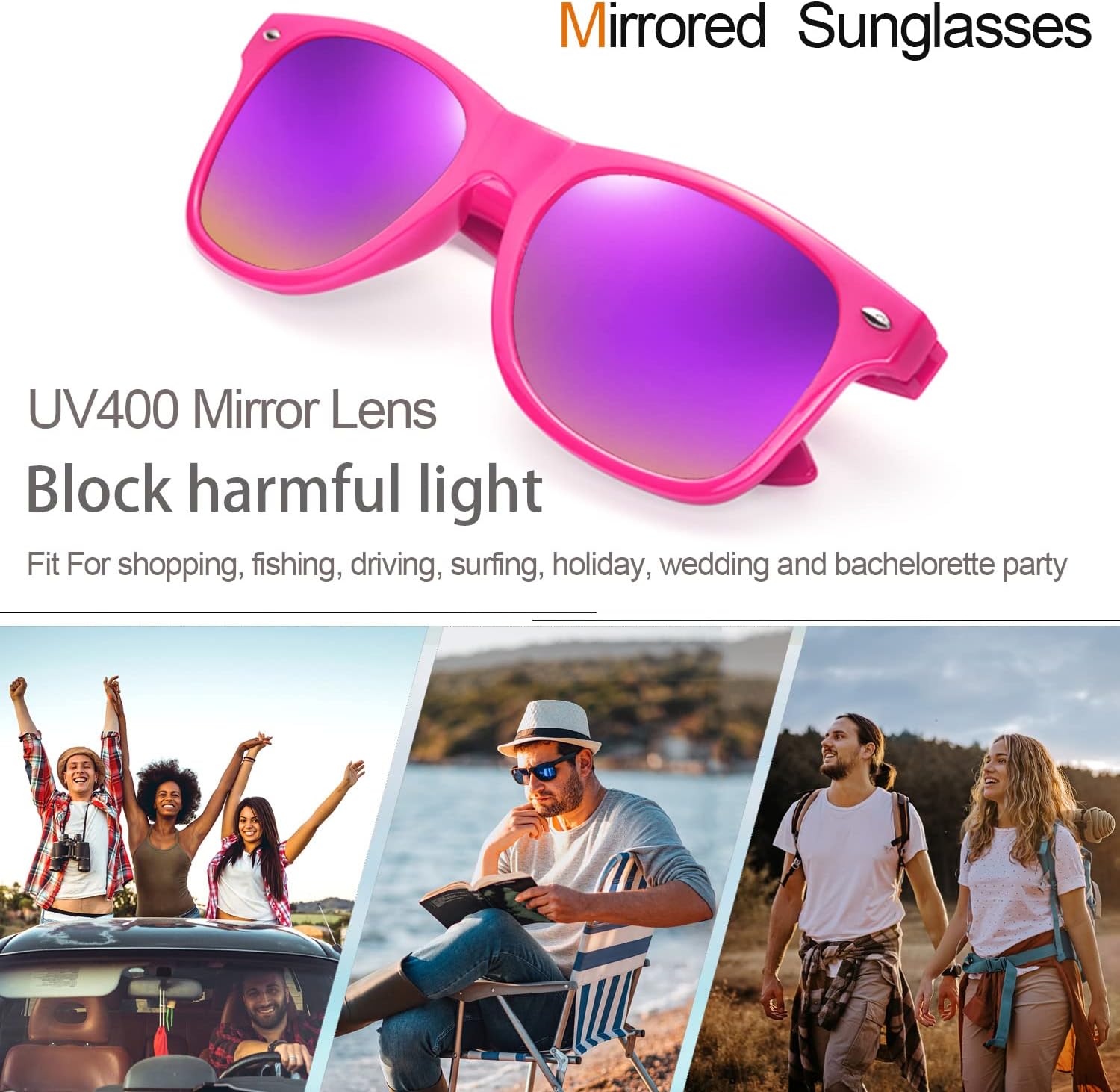 12/24 Pack Wholesale Colorful Mirror Reflective Sunglasses Bulk, Neon 80s 90s Sunglasses Party Favors Unisex - Image 6