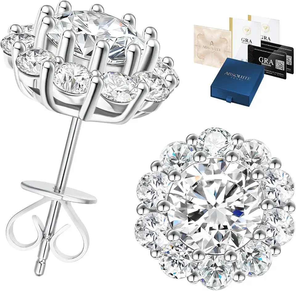 2 Carat Moissanite Stud Earrings