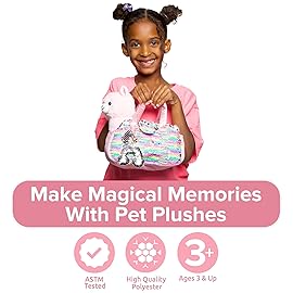 Little Jupiter Pet Plush Set with Purse w/Reversible Sequins & Charm - Stuffed Animal Toy for Kids Ages 4-7 - Stuffed Animal Purse - Stuffed Animals for Girls - (Pink Llama)