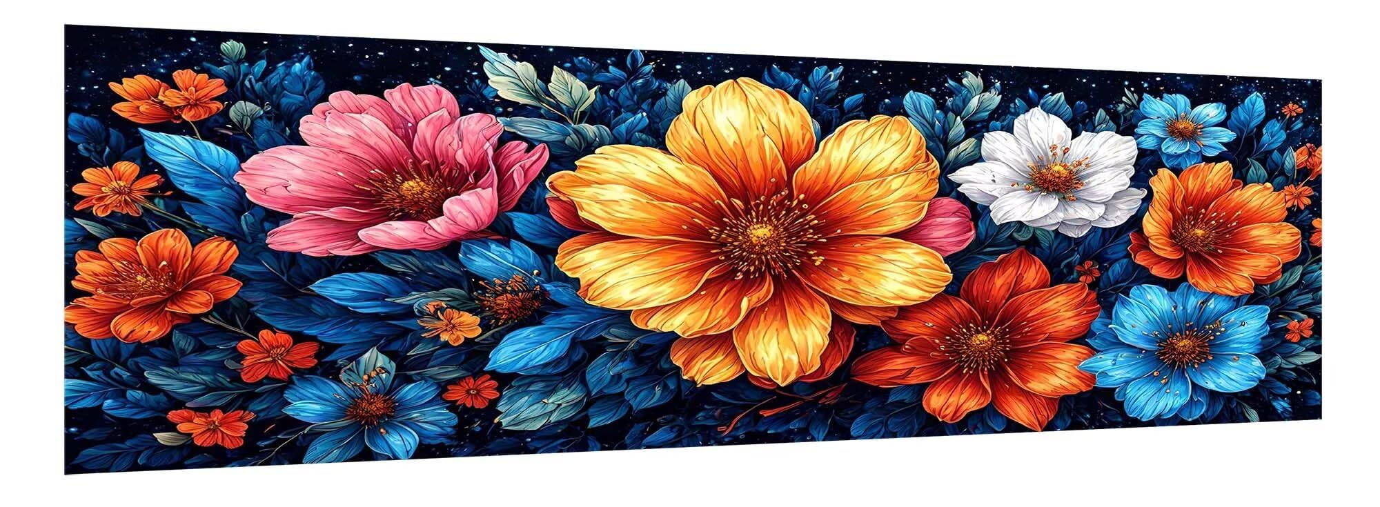 5D DIY duży obraz diamentowy 50 x 125 cm, malowanie diamentami kwiat s0h-42