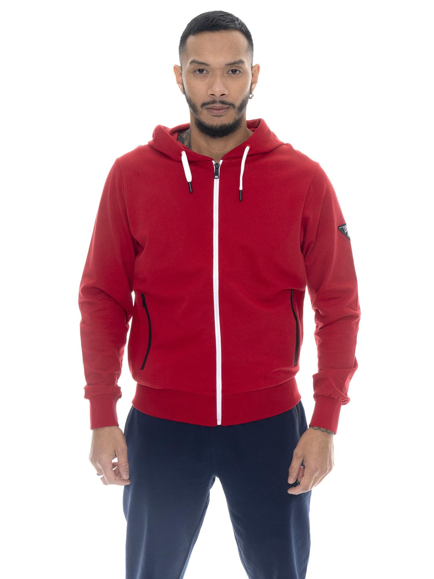 Felpa da Uomo con Cappuccio e Zip Leone Patch
