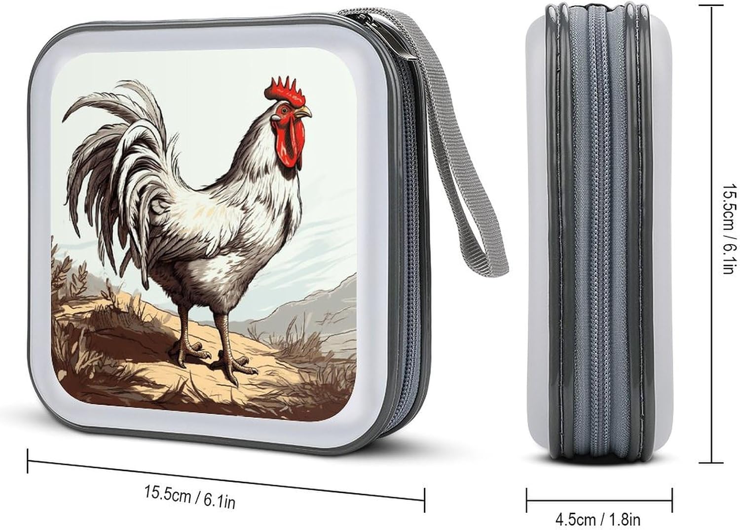 40-sheet Capacity CD Case Storage Bag,Chicken Sketch Printed Large Capacity CD Protective Storage Organizer Portable DVD Case for Car, Home,Office,Travel